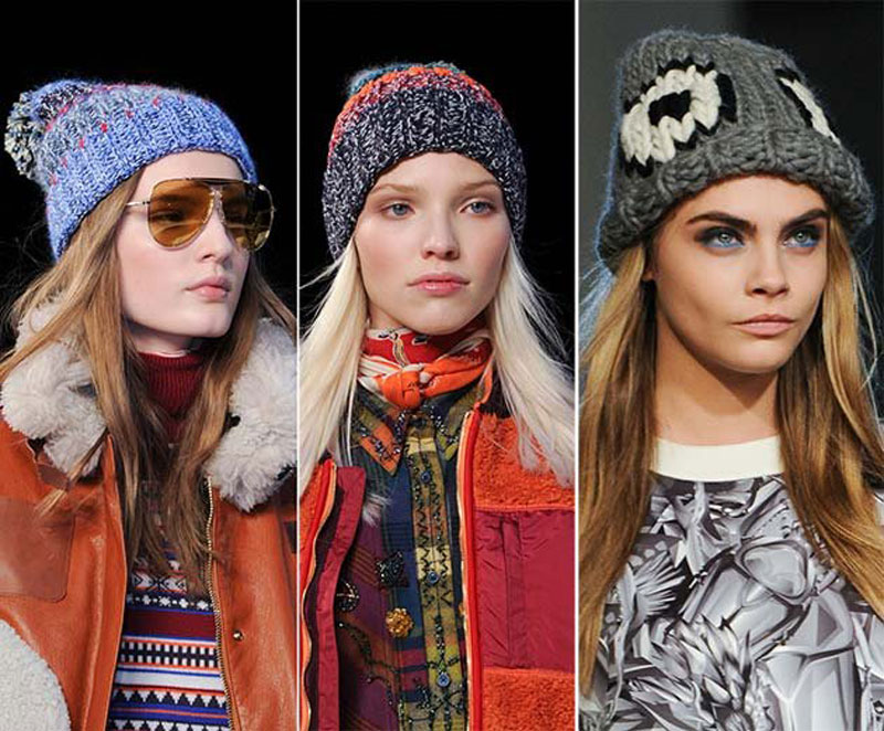вязаные шапки осень-зима 2016-2017, модные тенденции 2